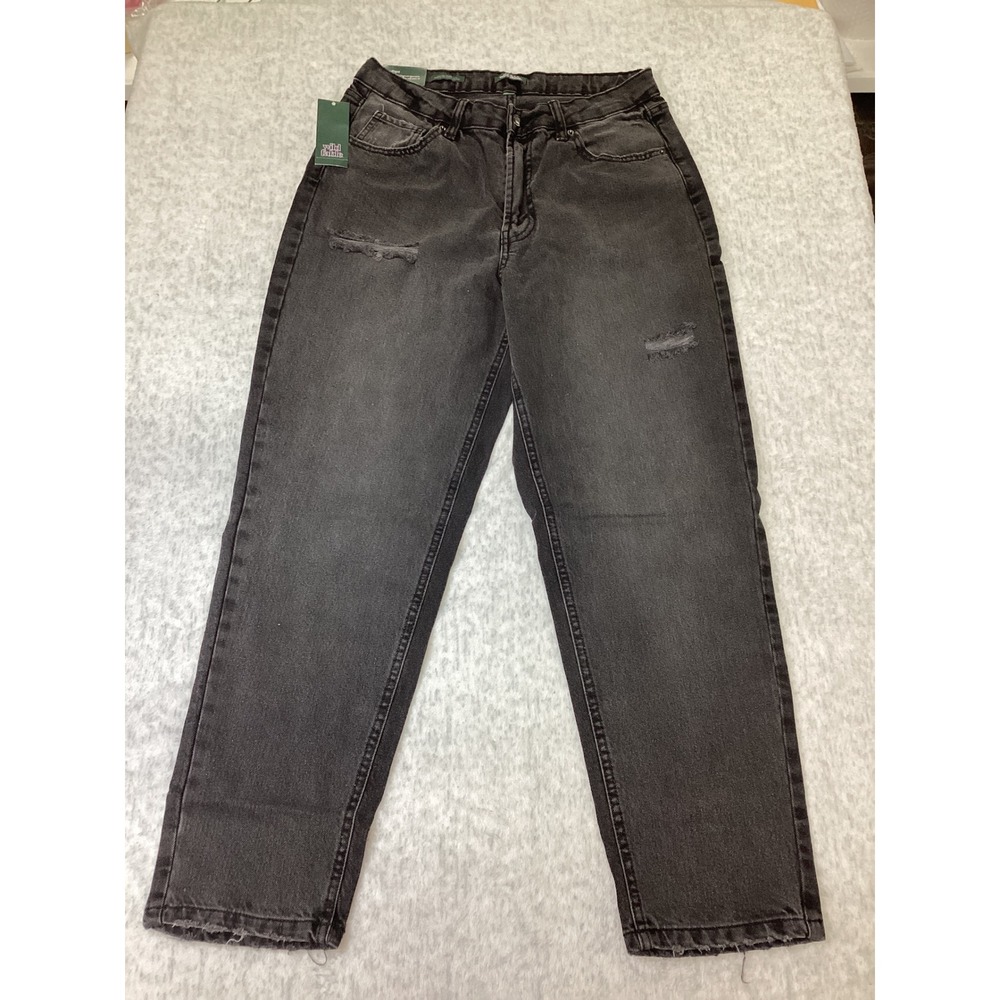 Wild Fable Womens High-Rise Tapered EasyRigid Distressed Jeans Black Size10 28L.